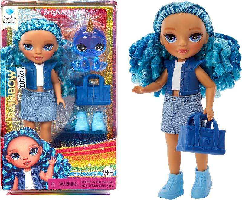 Rainbow High Littles Sapphire Bradshaw 14 cm Doll with Yeti Pet Purse