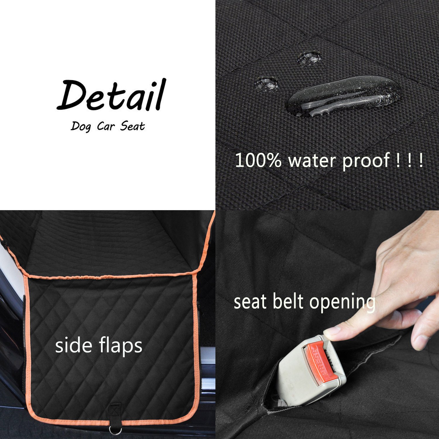 Pet Seat for Car Dog Seat Cover Waterproof Hammock Pet Seat Covers Heavy Duty & Waterproof with Side flaps 53.5\'\'X57\'\' Black