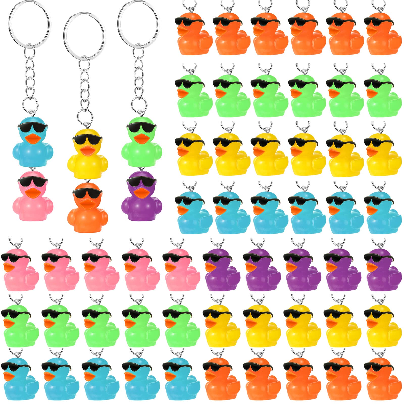 48 Pcs Duck Keychains Miniature Duck Party Favors