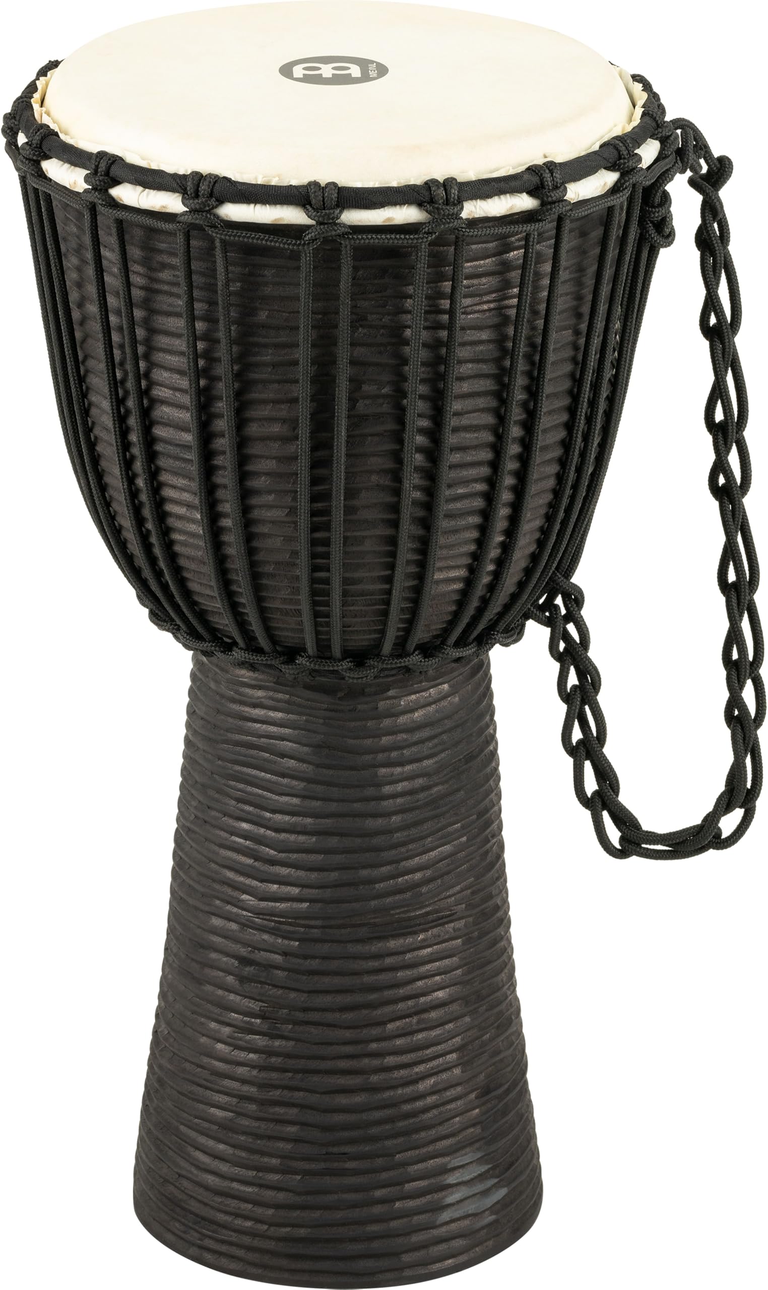 Meinl Percussion Rope River Djembe - Medium Sized Handdrum - With Goat Head - Diameter 10 Inches - Mahogany, Black (HDJ3-M)