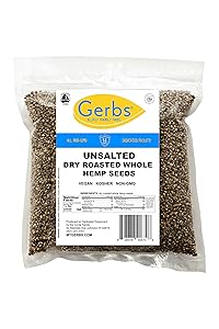 Unsalted Whole Hemp Seeds 4 LBS by Gerbs - Top 14 Food Allergy Free, 100% All Natural, Vegan, Keto Safe & Kosher. Made in America
