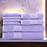Luzia 8 Piece Bathroom Towel Set - 100% Turkish Cotton, Premium Quality - 2 Bath Towels 2 Hand Towels and 4 Washcloths (Lavender/Purple)