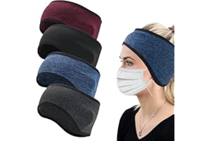 Airniese 4 Pcs Winter Headbands for Women, Full Cover Ear Warmer Headband Women Bandeau Hiver Femme,Suitable for Women Men Ou