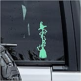 MYMKO Witch's Broom Hat and Floral Decal, Witchy Gothic Car Window Decals, 6 Inches UV DTF Tranfer Car Stickers, Weatherproof Car Truck Window Bumper Sticker, Car Stickers and Decals for Women Man