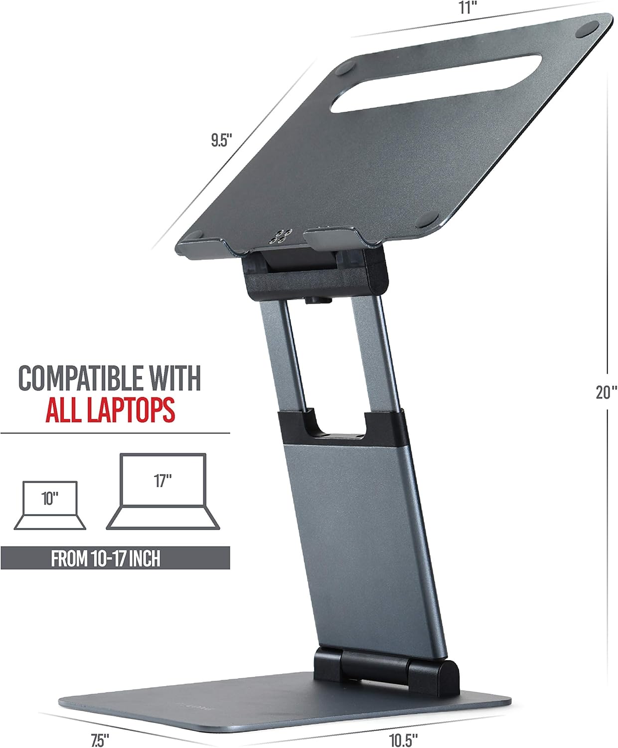 Ergonomic Laptop stand for desk, Adjustable height up to 20", Laptop riser computer stand for laptop, Portable laptop stands, Fits MacBook, Laptops 10 15 17 inches, Laptop holder and Laptop desk stand: Electronics