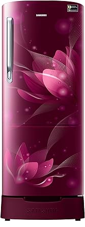 Samsung 192 L 4 Star Direct Cool Single Door Refrigerator(RR20N182YR8/HL/RR20N282YR8/NL, Blooming Saffron Red, Base Stand with Drawer, Inverter Compressor)