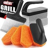 GRILLART Griddle Cleaning Kit for Blackstone, Flat Top Grill Cleaning Kit with Grill Stone, Griddle Scraper, Scouring Pad and Handles, Multifunctional Griddle Accessories for Rusty Grills, Orange