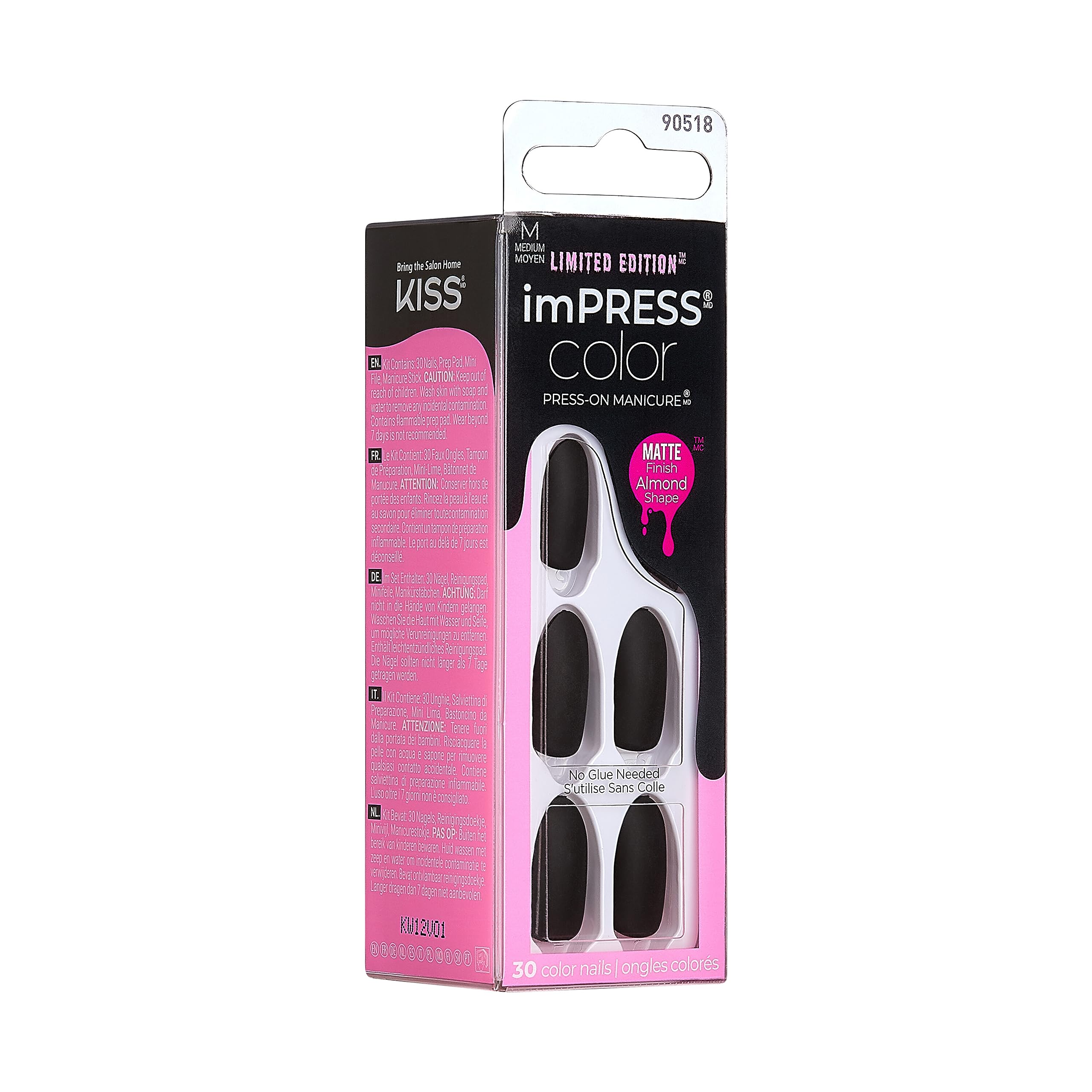 imPRESS Color Press-On Nails, Halloween, No Glue Needed, Black, Medium Almond, 33 Ct. - Image 6