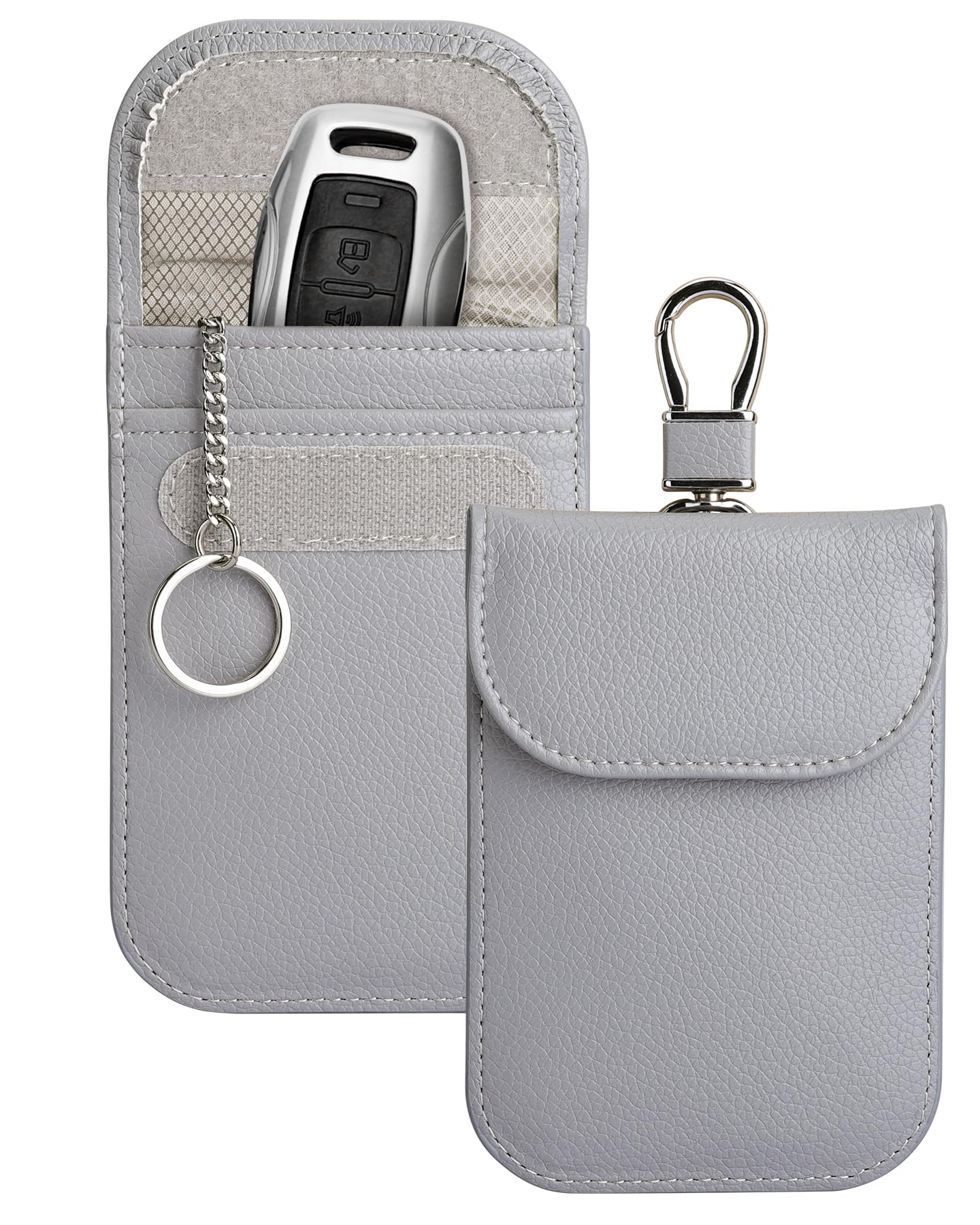 Teskyer 2 Pack Faraday Pouch for Car Keys, Keyless Car Key Signal Blocker Pouch, Rfid Key Pouch, Light Grey