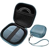 Feature Protective Case for Bose SoundLink Micro Bluetooth Speaker by WGear, Featured Design with mesh Pocket for Cable and Other Accessories, Elastic Strap to Secure Device (Stone Blue case)