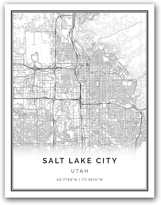 Amazon Com Squareious Salt Lake City Map Poster Print Modern