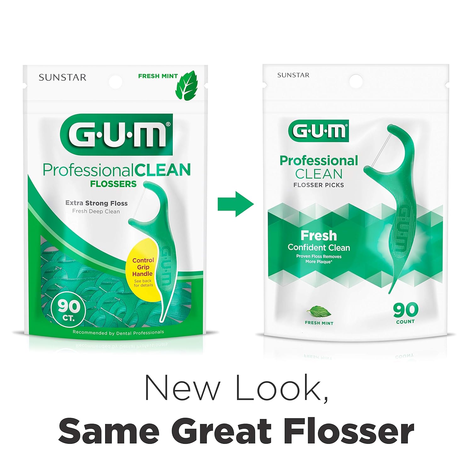 GUM - 70942302395 Professional Clean Flossers Extra Strong Flosser Pick, Fresh Mint, 90 Count (Pack of 6): Industrial & Scientific