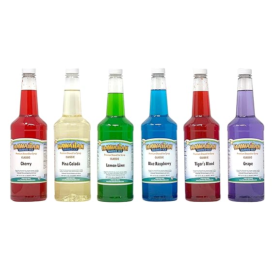 Hawaiian Shaved Ice Syrup 6 Pack, Quarts Grocery