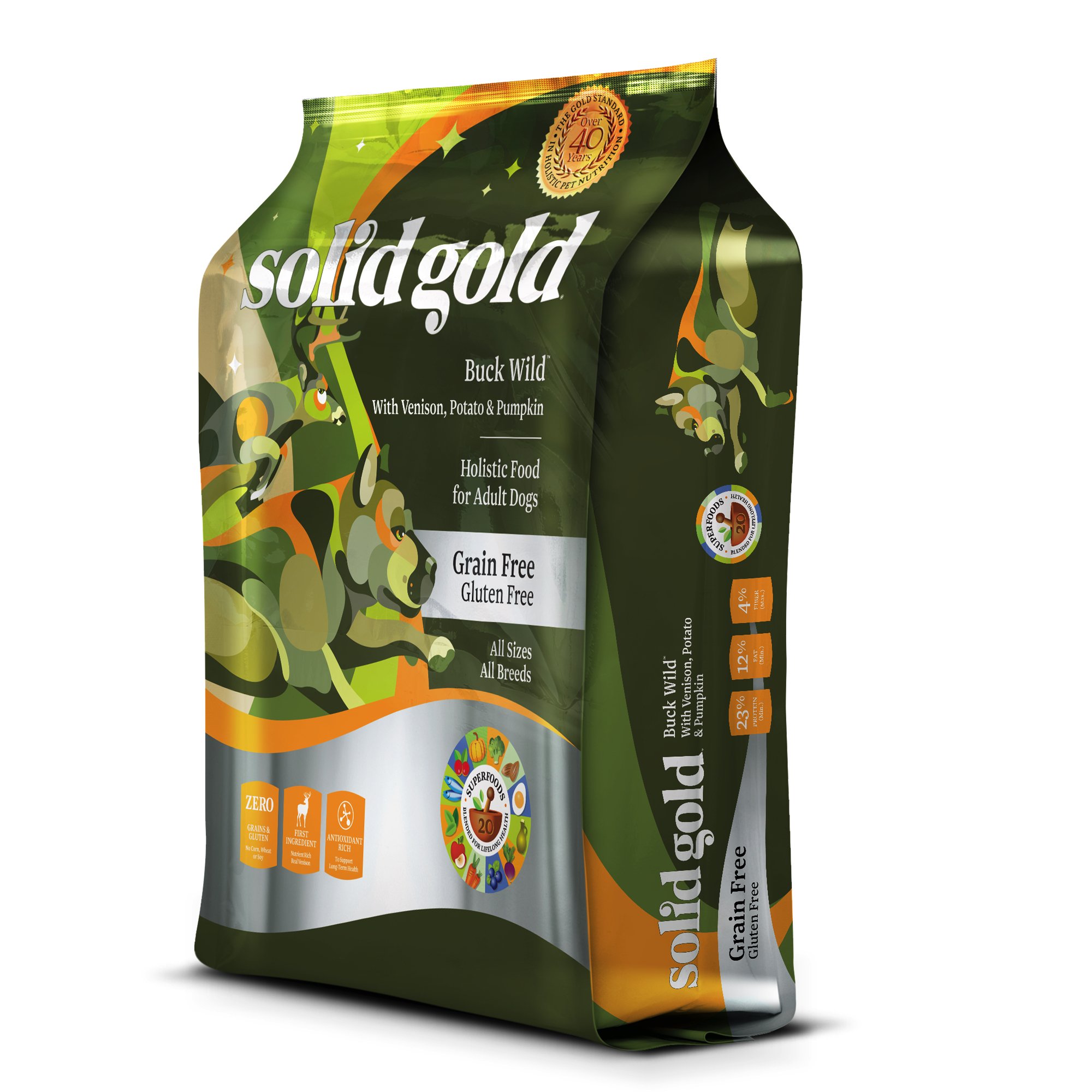 Solid Gold GrainFree Dry Dog Food, Buck Wild (Venison), Sun Dancer