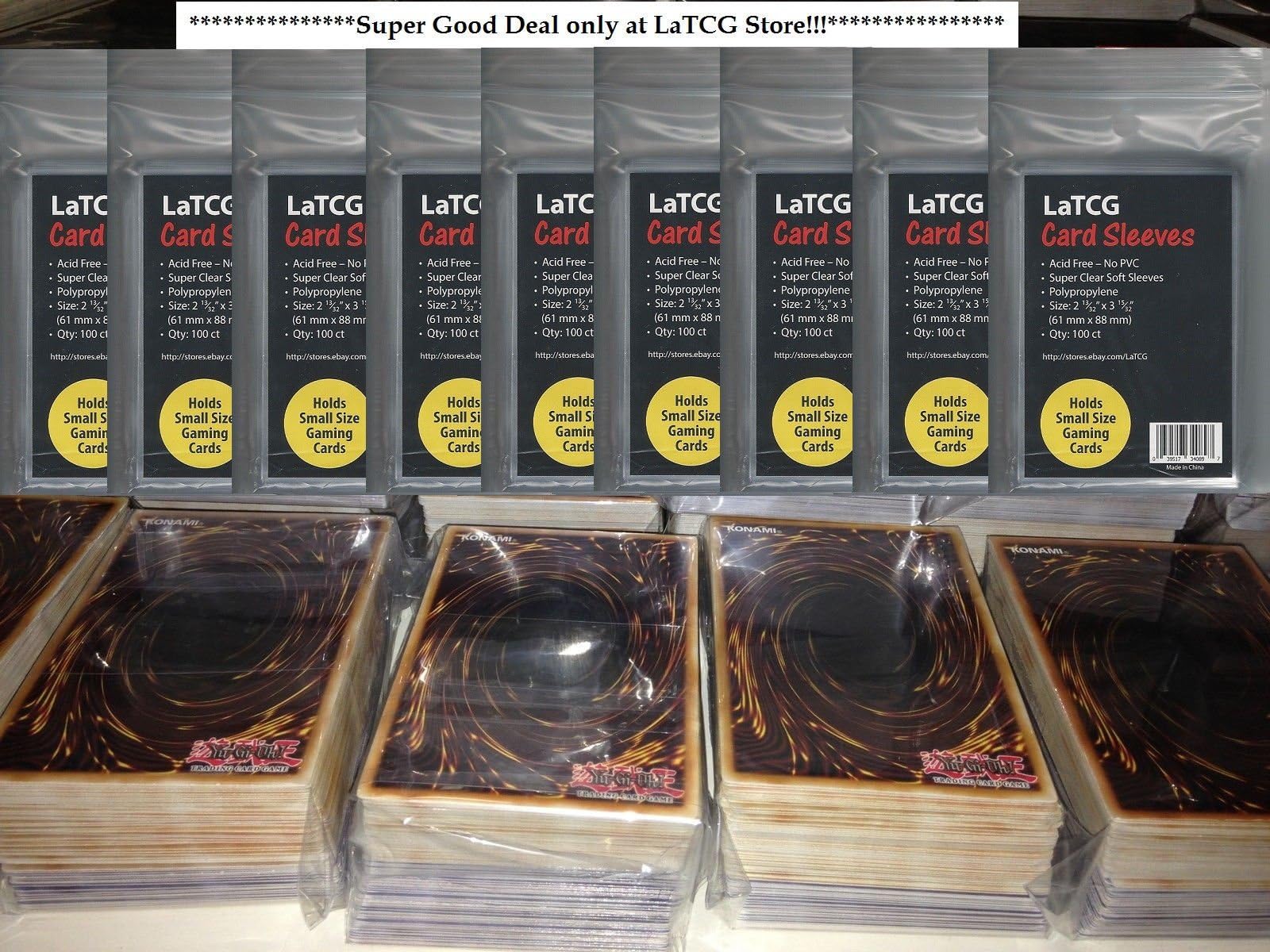 LaTCG 800 Random YuGiOh! Cards + 800 Soft Clear Card Sleeves 2 13/32 x 3 15/32" (61x88 mm)