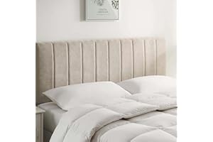 Hearth & Harbor Upholstered King Headboard - Easy Assemble Channel Stitched Headboard King Size Bed - Wall Mounted Headboards with 3D Soundproof Wall Panels Peel & Stick Floating Headboards, Beige