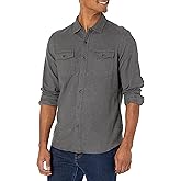 Amazon Essentials Mens Slim-fit Long-Sleeve Solid Flannel Shirt