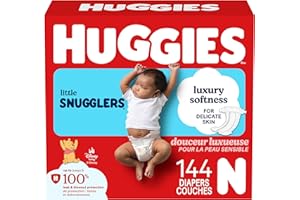 Couches Huggies pour nouveau-né, Little Snugglers, taille 0 (jusqu'à 4,5 kg), 144 pièces