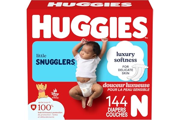 Huggies Newborn Diapers, Little Snugglers Newborn Diapers, Size 0 (up to 10 lbs), 144 Count