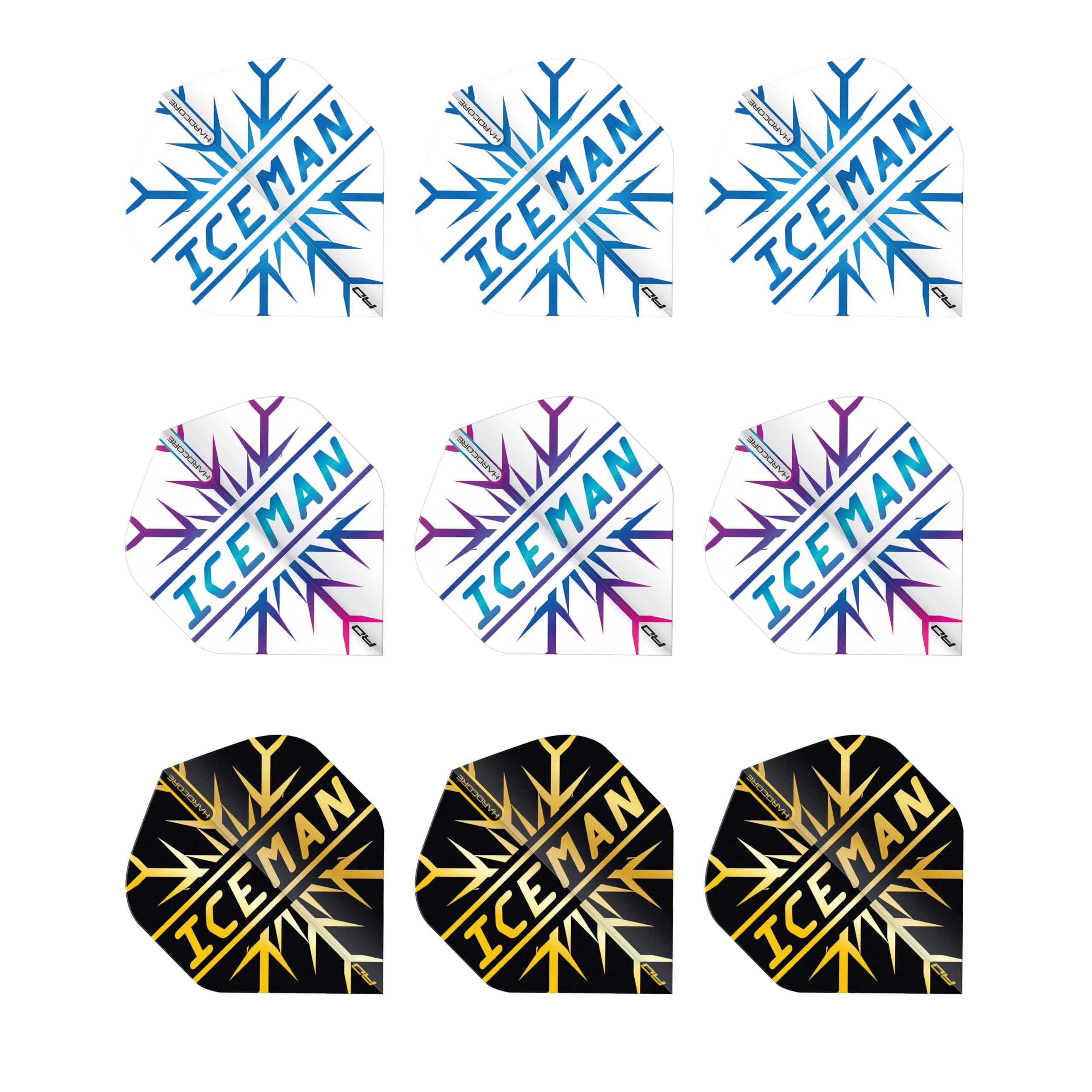 RED DRAGON Gerwyn Price Iceman Hardcore Dart Flight Pack 3 sets per pack (9 dart flights in total)