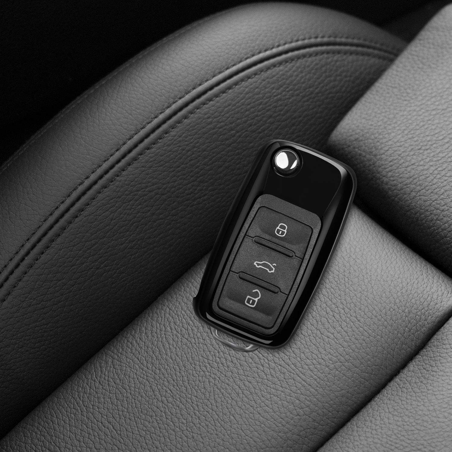 kwmobile Car Key Cover, Soft TPU Silicone Protective Key Fob Cover Compatible with VW Skoda SEAT 3 Button Car Key - Image 3