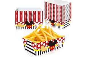 Alirea 36Pcs Mouse Birthday Party Supplies, Cute Mouse Party Favors Paper Food Trays, Mouse Theme Party Decorations Paperboard Hot Dog French Fries Popcorn Trays