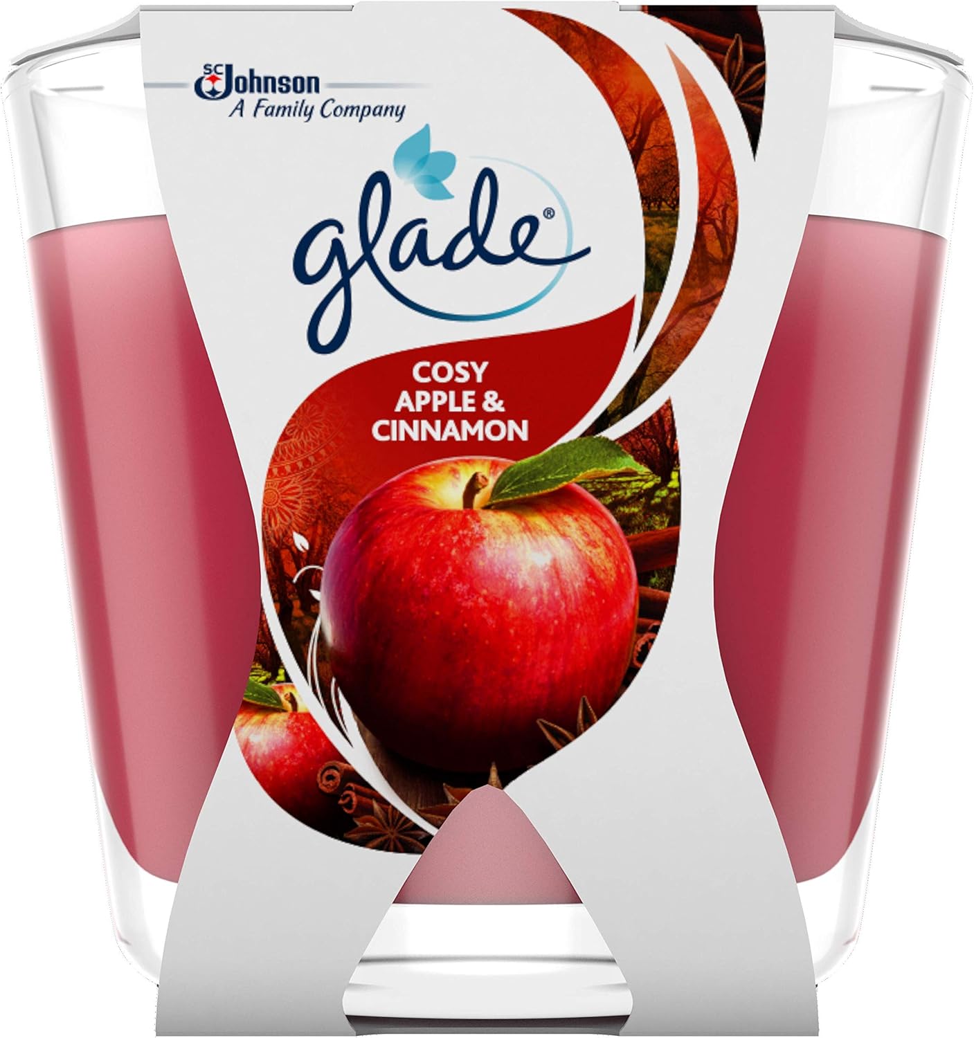 Glade (Brise) Décor Duft-Kerze im Glas, Apple & Cinnamon (Apfel & Zimt), bis zu 23 Stunden Brenndauer, 6er Pack (6 x 70 g)