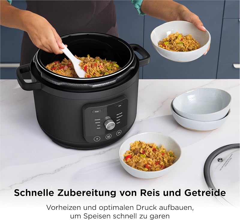 HyperHeat 9-in-1 Schnellkochtopf & Reiskocher, 6 L, Schwarz