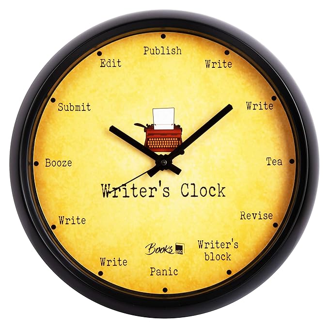 Buy Books Etc Writer's Wall Clock (30 cm x 30 cm x 7 cm, Brown) Online