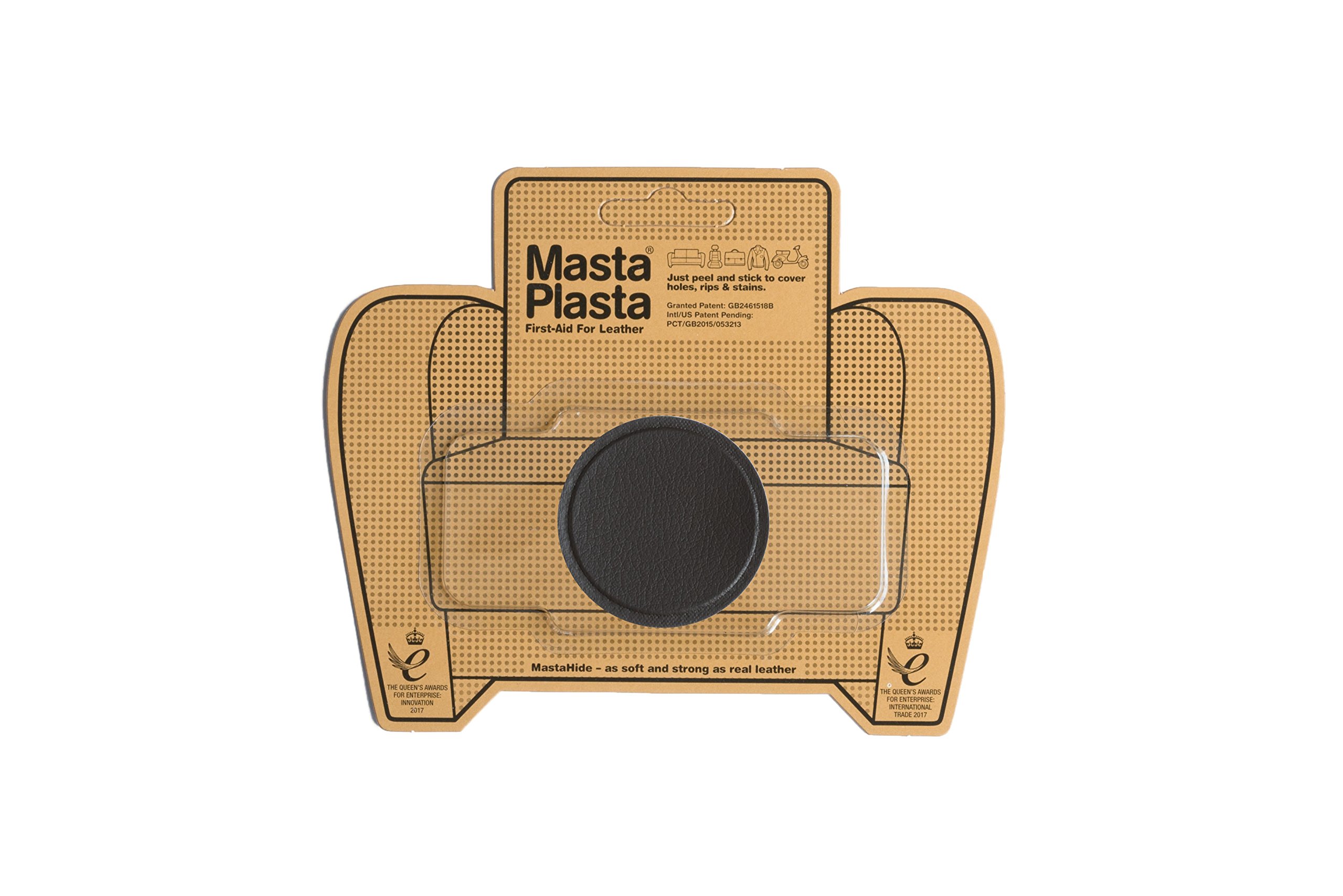 MastaPlasta Premium Easy All-in-One Leather Repair Kit Leather Patches for Sofas Self Adhesive - Dark Brown Circle 5cm x 5cm (2in x 2in). Leather Repair Patch for Car Seats, Bags, Jackets, DIY