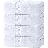 White Classic Luxury Bath Towels Set of 4 Large - 700 GSM Turkish Cotton Ultra Soft Bath Towels 27x54 | Highly Absorbent and 