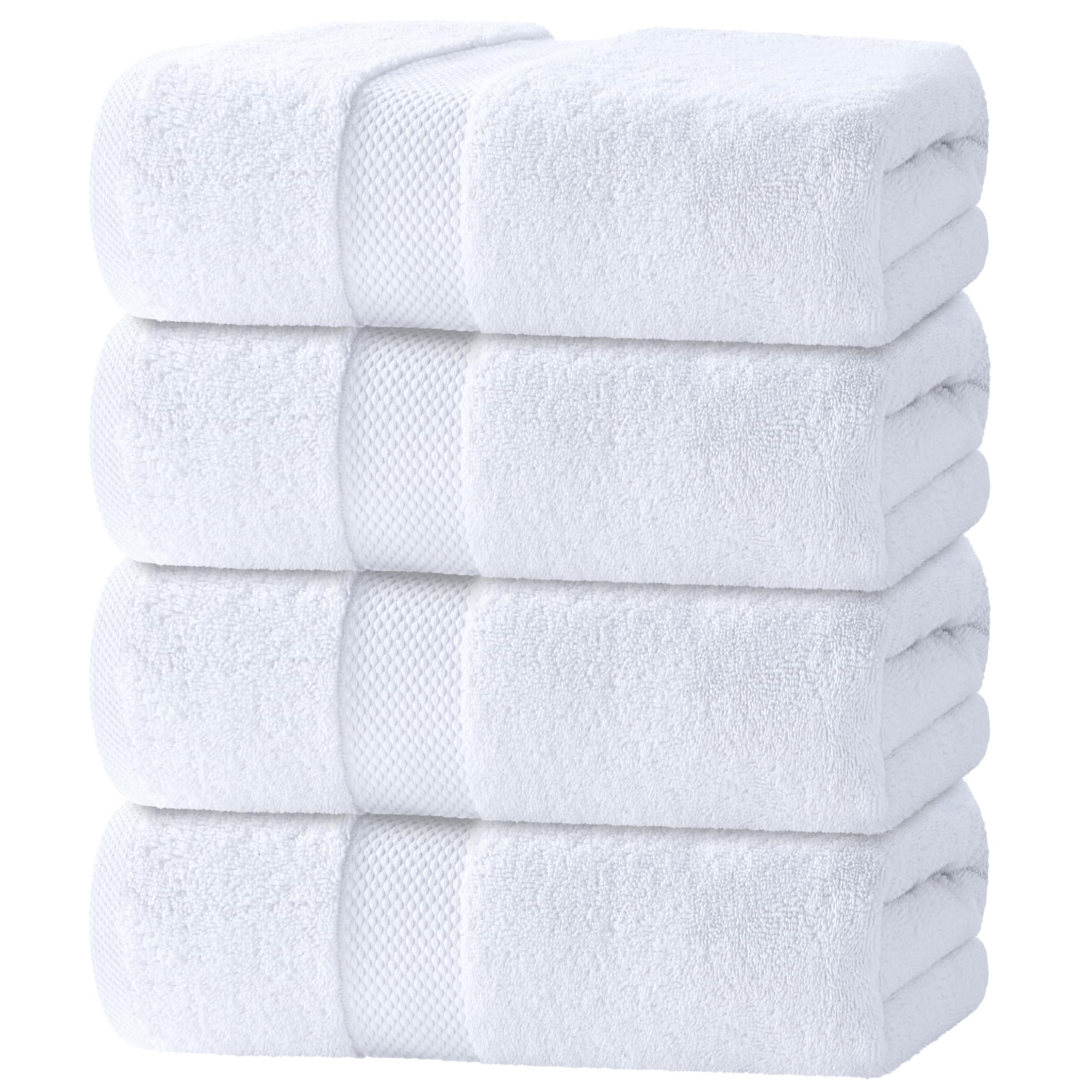 Photo 1 of White Classic Luxury Bath Towels Set of 4 Large - 700 GSM Turkish Cotton Ultra Soft Bath Towels 27x54 | Highly Absorbent and Quick Dry | Hotel Towels for Bathroom Luxury, Plush Shower Towels, White