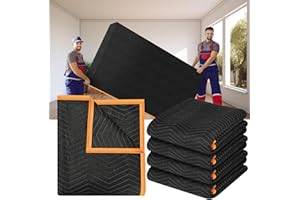 Aliceset 4 Pcs 80 x 144'' Extra Large Moving Blankets Heavy Duty Packing Blankets Quilted Shipping Furniture and Storage Pads Thick Furniture Pads for Wrapping Moving Protecting Supplies, Black