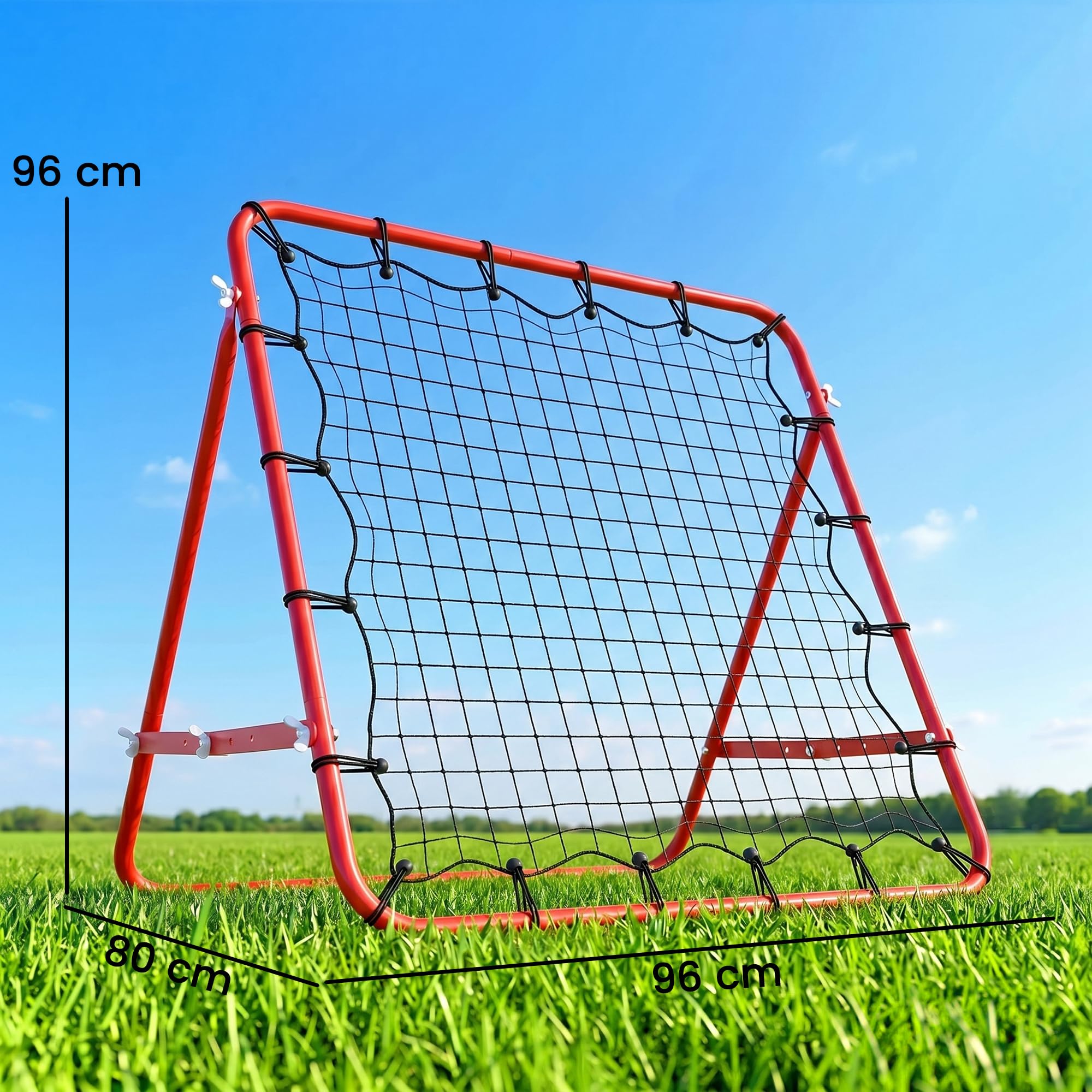 HOMCOM Rebounder für Fußball, 84 x 84 cm Fussball Rebounder mit stufenlos verstellbarem Winkel, Kickback Rückprallwand Fußballtor für Jugendliche Schuss-, Pass- und Ballannahmetraining Rot 6