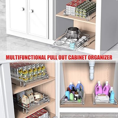 Buy G Ting Pull Out Cabinet Organizer Heavy Duty Slide Out Pantry Shelves Sliding Drawer Storage For Home Kitchen Bathroom 12 44 W X 16 54 D Request At Least 13 Inch Cabinet Opening Online
