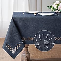MIULEE Navy Blue Polyester Linen Rectangle