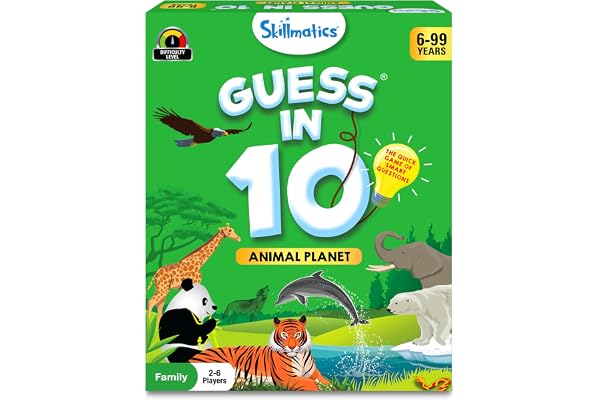 Skillmatics Guess in 10 Animal Planet, Card Game, Perfect for Boys, Girls, Kids, Teens, Adults Who Love Animals, Trivia Games, Travel Games, Gifts for Ages 6, 7, 8, 9, 10, and Up