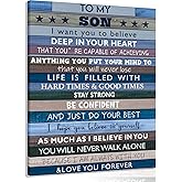 Inspirational Teen Boy Wall Art Motivation Quote to My Son Canvas Poster Wall Decor for Son Gifts Boys Room Living Room Bathroom Framed