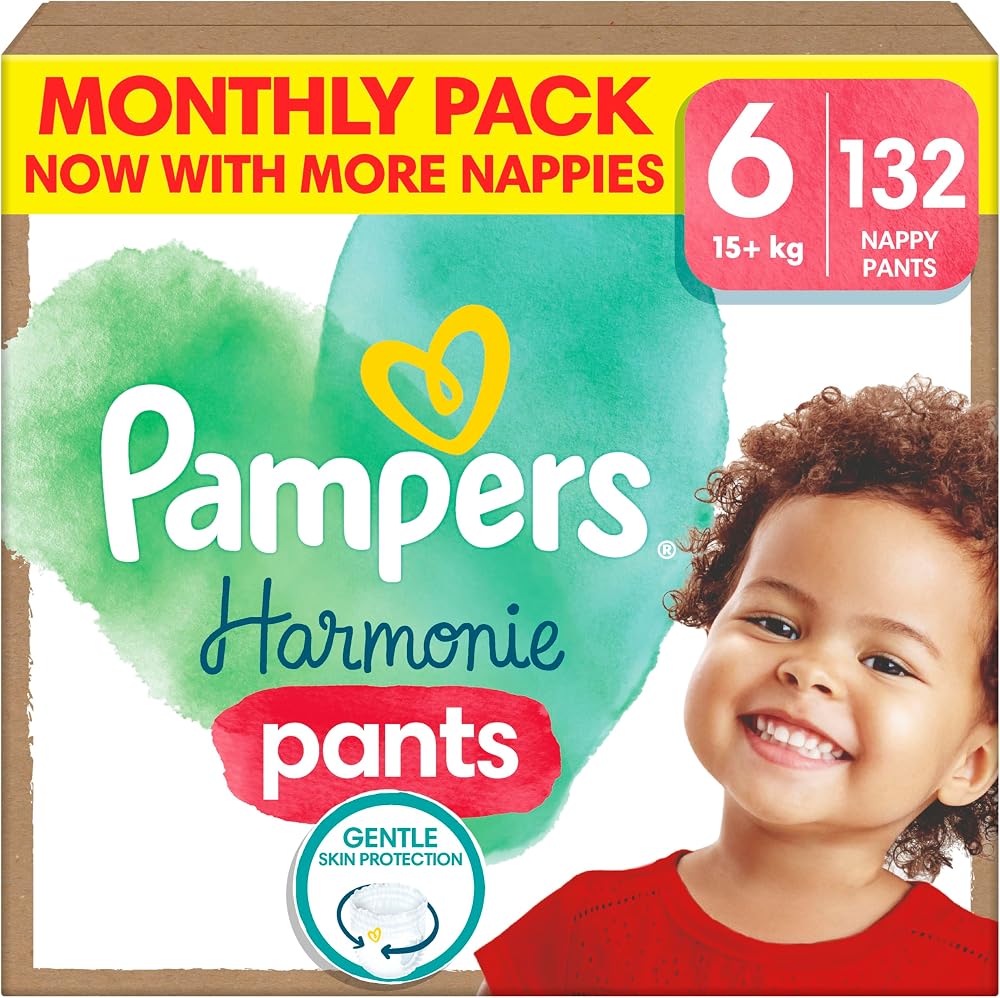 Pampers Harmonie Nappy Pants Size 6 15kg+ 72 Nappies Monthly Savings Pack