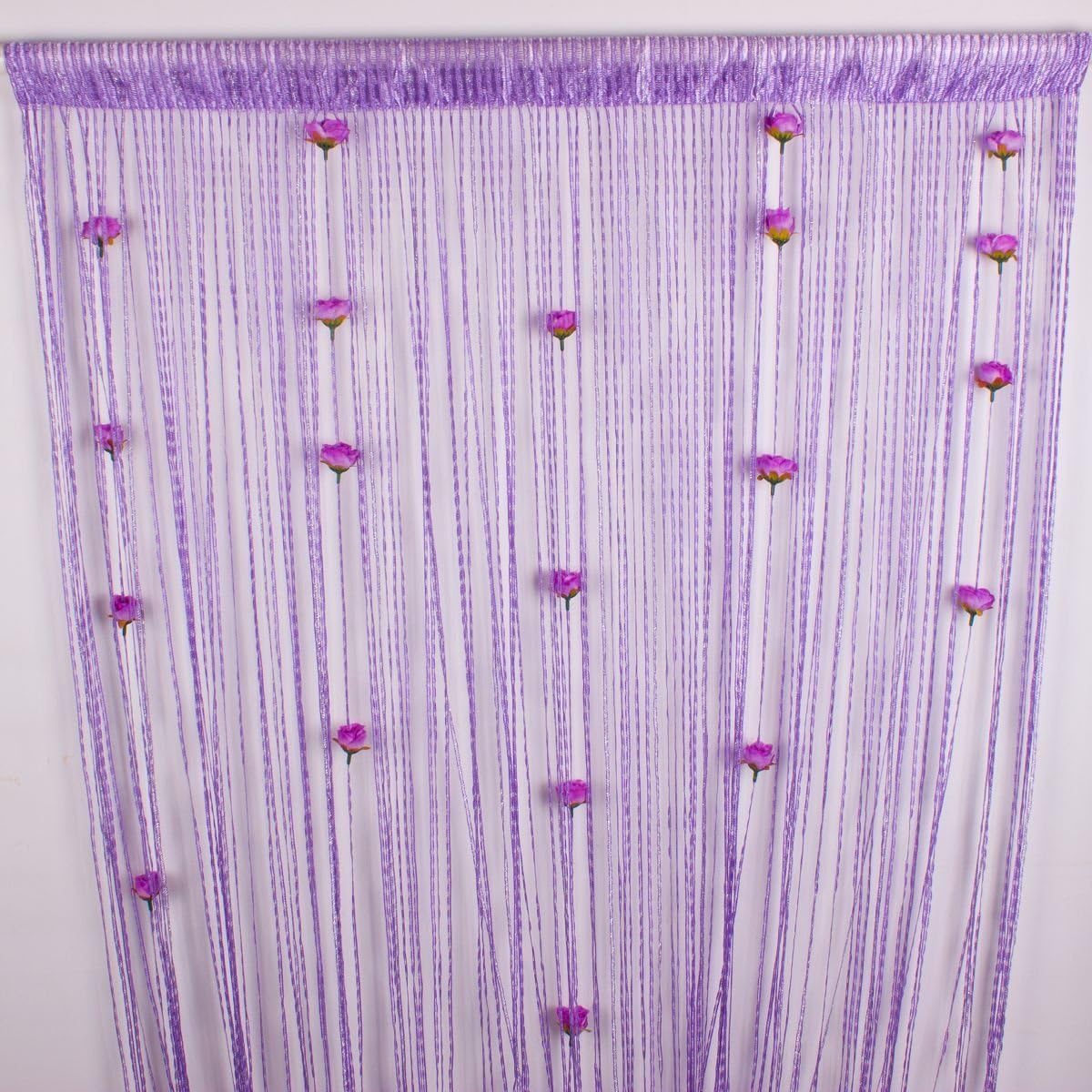 Ribbon Door String Curtain Thread Fringe Window Panel - Rare Flat Silver Champagne 120120 Inch - By Wyqaman