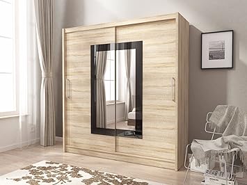 Sarah 2 2 Doors Sliding Mirrored Large Bedroom Modern Style