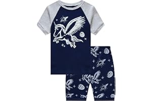 KikizYe Little Big Girls Pajamas Set Short Sleeve PJs 100% Cotton Pyjamas