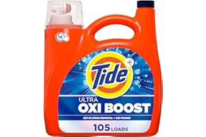 Tide Ultra Oxi Boost Liquid Laundry Detergent, 148 fl oz, 105 Loads, Advanced Stain Remover, Laundry Detergent Liquid with Extra Oxi Power