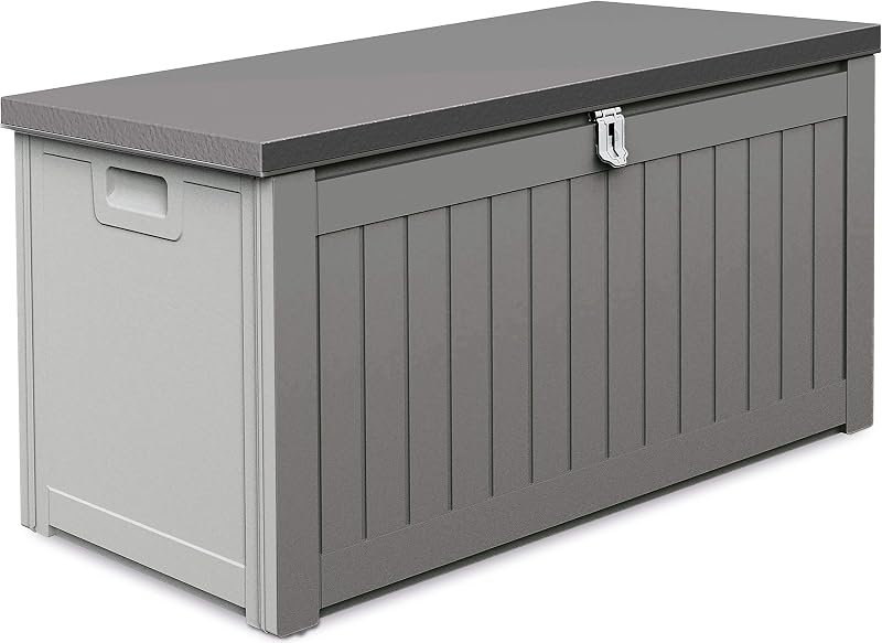 SunTime Ontario 190L Outdoor Storage Box Grey Plastic Garden Furniture Cushion