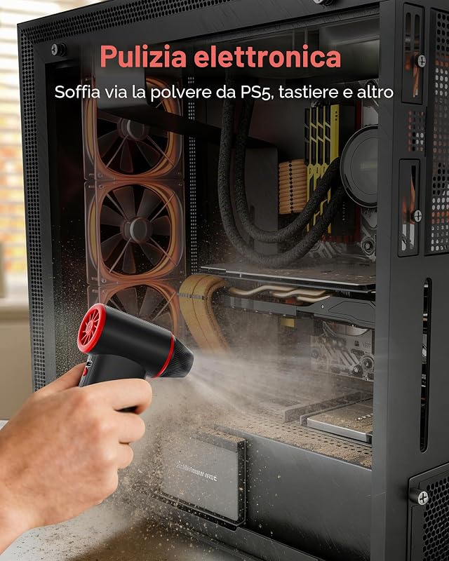F3 Soffiatore Elettrico per Aria, 150000 Giri/min Vento Forte Soffiatori Portatili per Pulizia, Mini Soffiatore Regolabile a 3 Velocità con Ricarica Rapida, Soffiatore per Foglie Ricaricabile