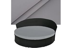 SOWINOS Outdoor Daybed Cushion Cover, 66" Replacement Seamless Round Sun Bed Cushion Cover, Patio Sunbed Cushion Cover Anti-UV Water-Resistant with Elastic Band, ONLY Cover, Light Grey