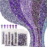 qiipii 6 Bags Colorful Purple & Violet Series Resin Rhinestones for Bedazzling Crafting 3mm 4mm 5mm Mix Crystals Stones Gems Diamonds for Nails Face Eyes Makeup Crafts Tumblers Bottles Clothes Shoes