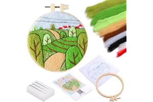 Kollase Needle Felting Kit, Wool Felting Starter Kit, Needle Felting Picture, Needle Felting Supplies, with Wool Roving, Felting Pad, Felting Needles, Felt Fabric for DIY and Decoration