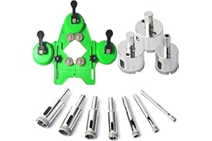 Diamond Drill Bits for Glass 1/4"~2" Tile Drill Bits Set with Three Suction Cups Hole Saw Guide Jig Diamond Hole Saw Drill Bi
