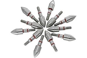 maifield Stainless Steel Archery Field Points, Easy Pull Various Outside Diameter,85/100/125/150/175/200/225/250/275/300 Grains,Screw in Archery Field Tips